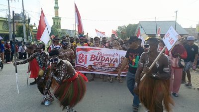Tarian Lao-Lao Suku Imekko Pukau Ribuan Warga dalam Karnaval HUT RI ke-81 di Aimas